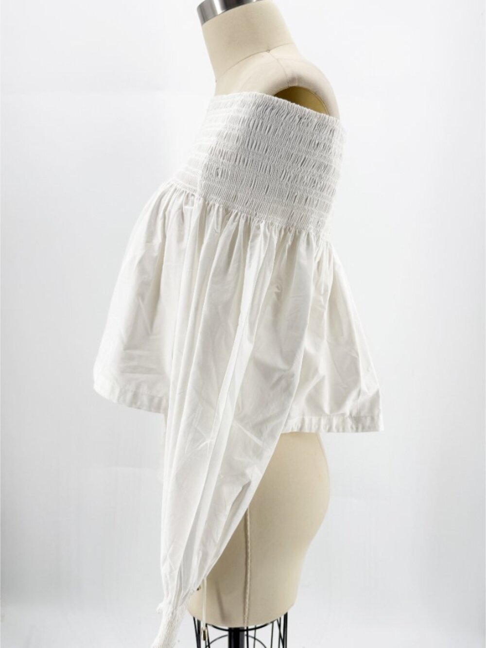 Mes Demoiselles Pyrite White Blouse Poplin Off-the-Shoulder S Coquette - Picture 6 of 11
